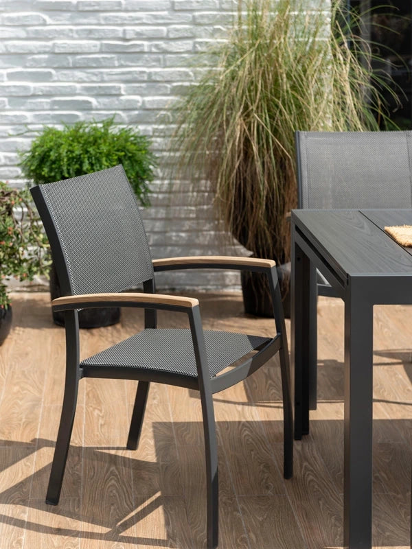 Essence - sedia da giardino - ALU con braccioli in teak