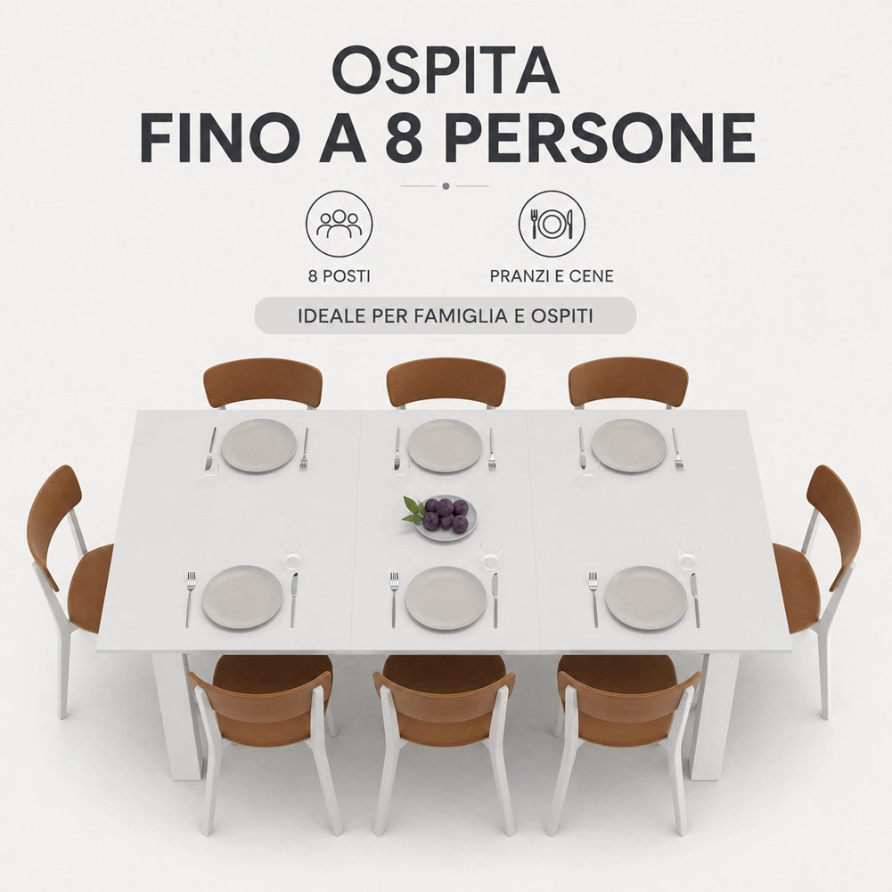 Tavolo da Pranzo 120x80 Allungabile fino a 170 cm Rettangolare in Legno Bianco