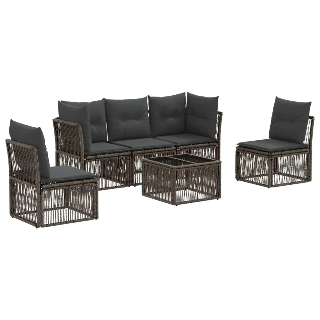 Set Divano da Giardino 6 pcs Grigio polyrattan 3434156