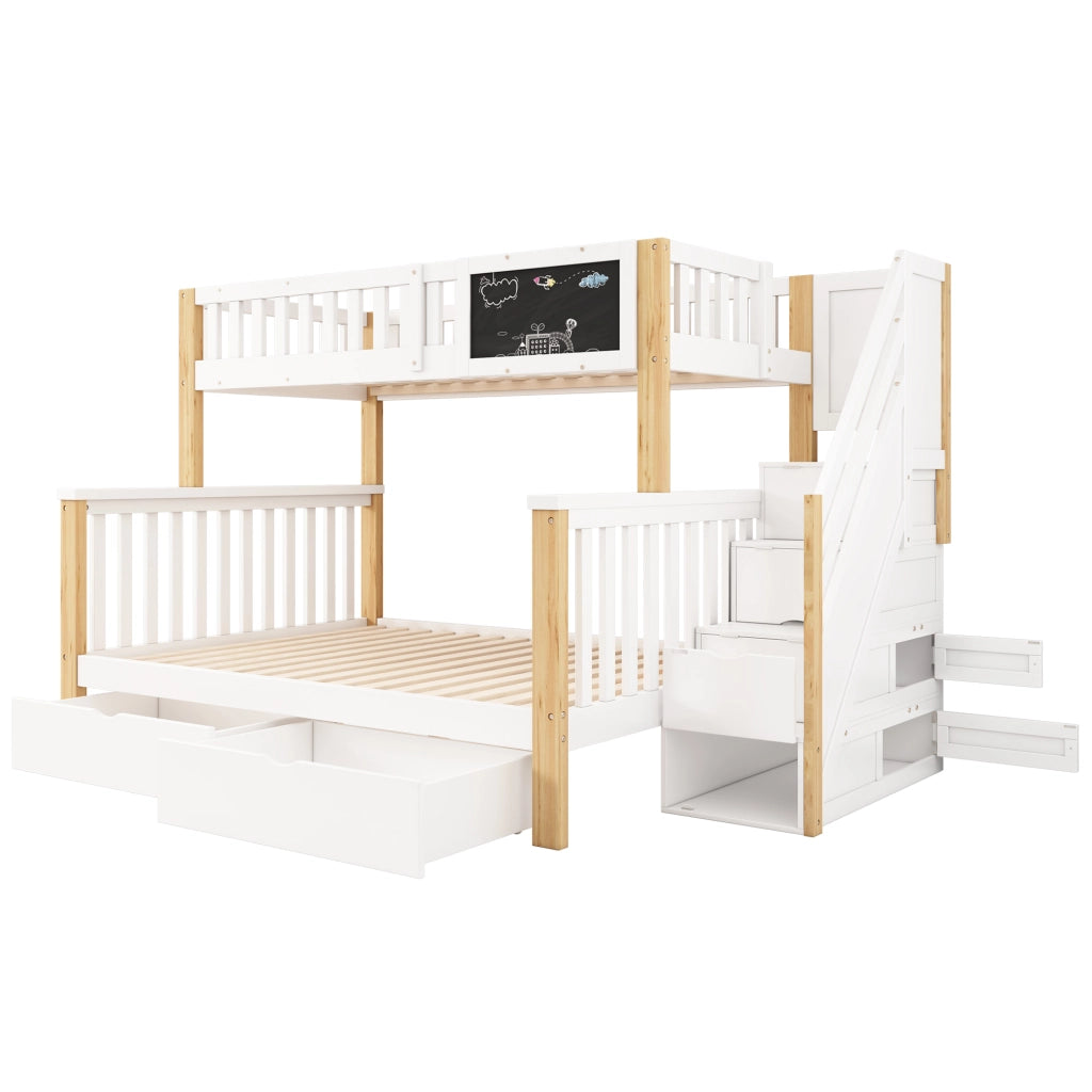 LETTO a castello multifunzionale 90x200+140x200 Bianco e Rovere chiaro