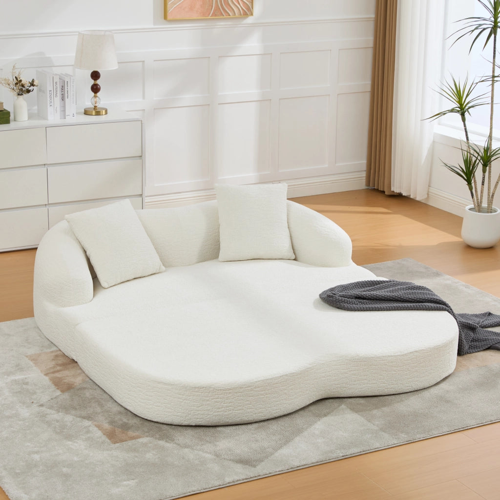 DIVANO LETTO 2 posti pieghevole 157x84x65 cm Chenille Beige