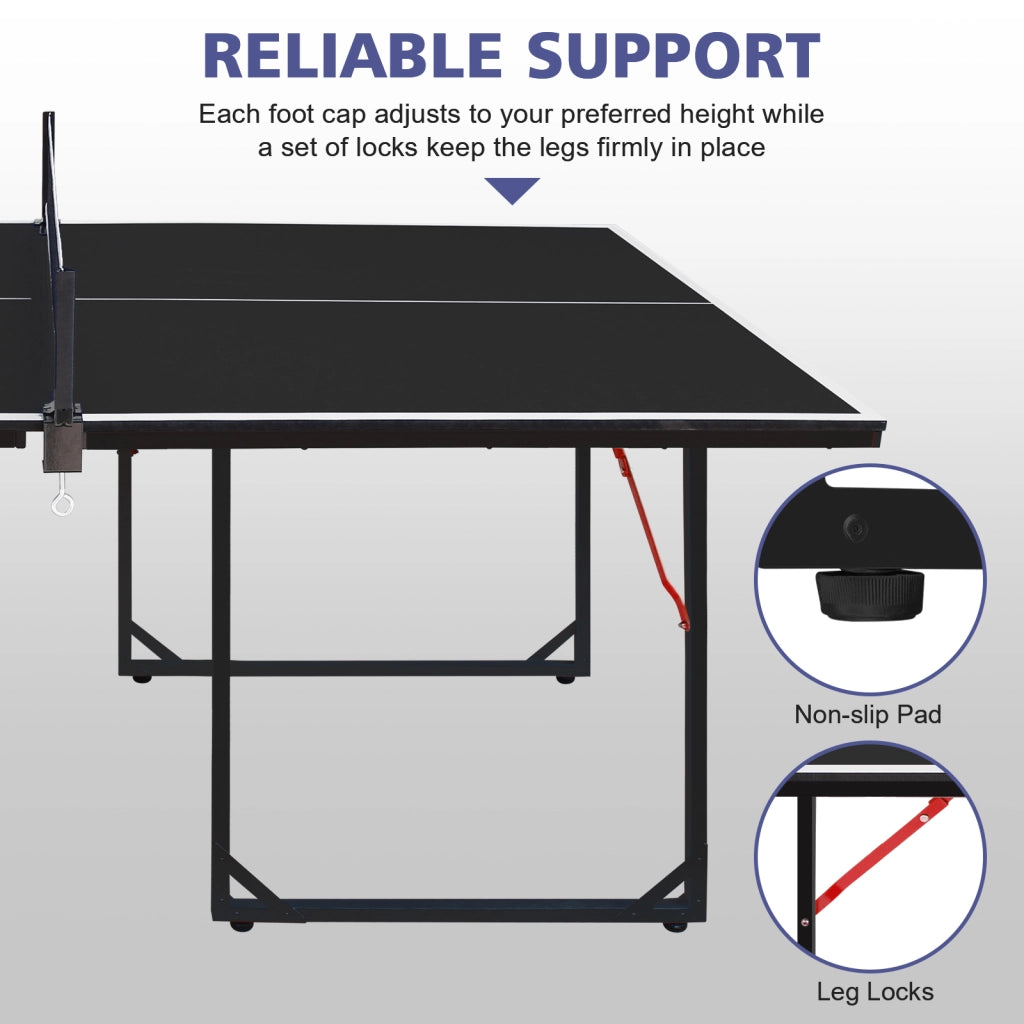 TAVOLO DA PING PONG Pieghevole 182x91 cm Nero con rete, 2 racchette e 3 palline