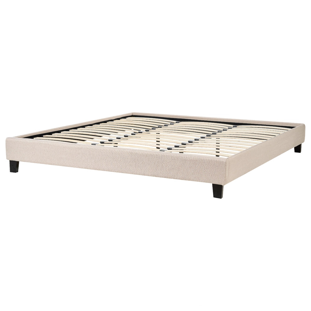 Letto 180 x 200 cm in tessuto beige con rete a doghe senza testiera