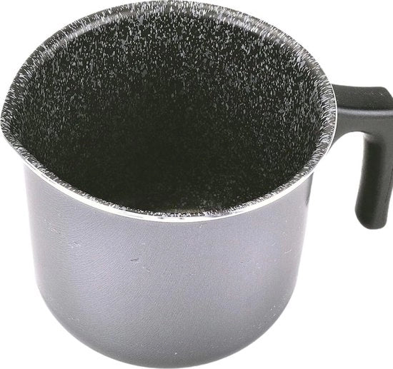 Melanzana in Alluminio, Nero, 12 cm – Ideale per la Scaldatura del Latte e delle Salse