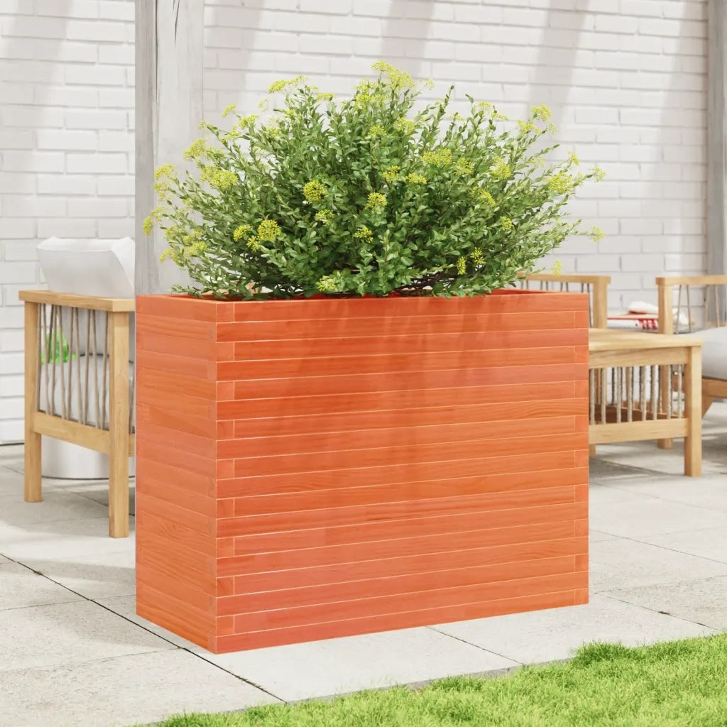 Fioriera Giardino-Vaso da Esterno-Contenitore per Piante Marrone Cera 90x40x68,5cm Legno Massello Pino