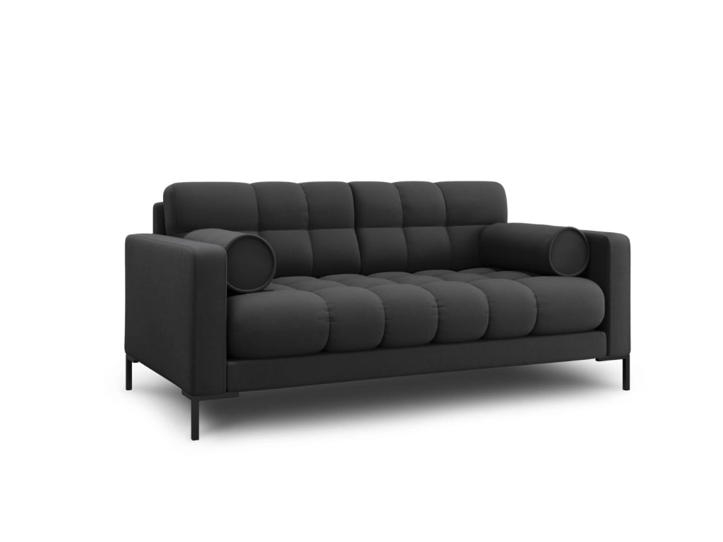Cosmopolitan Design - Divano "Bali" 2 posti in tessuto strutturato grigio scuro 