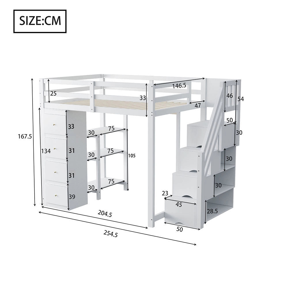 Lit mezzanine con cassetti - Xylo - 140x200 cm - Bianco