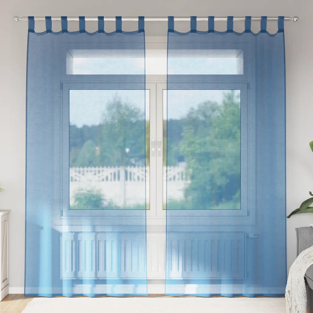Tende in Voile con Passanti 2 pz Blu Reale 140x245 cm 4102304