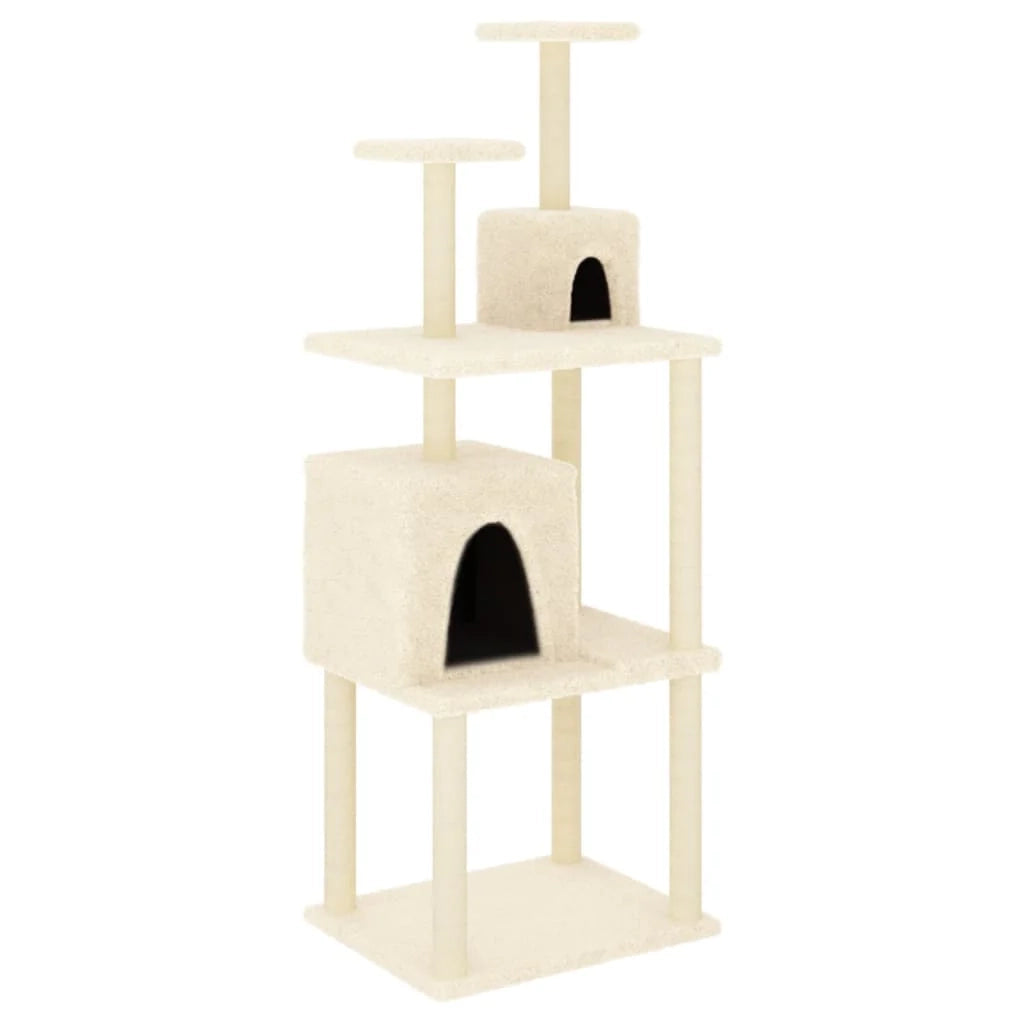 Tiragraffi per gatti torre per arrampicata giocattolo piattaforma per arrampicata con tiragraffi in sisal 167 cm crema 02_0022494