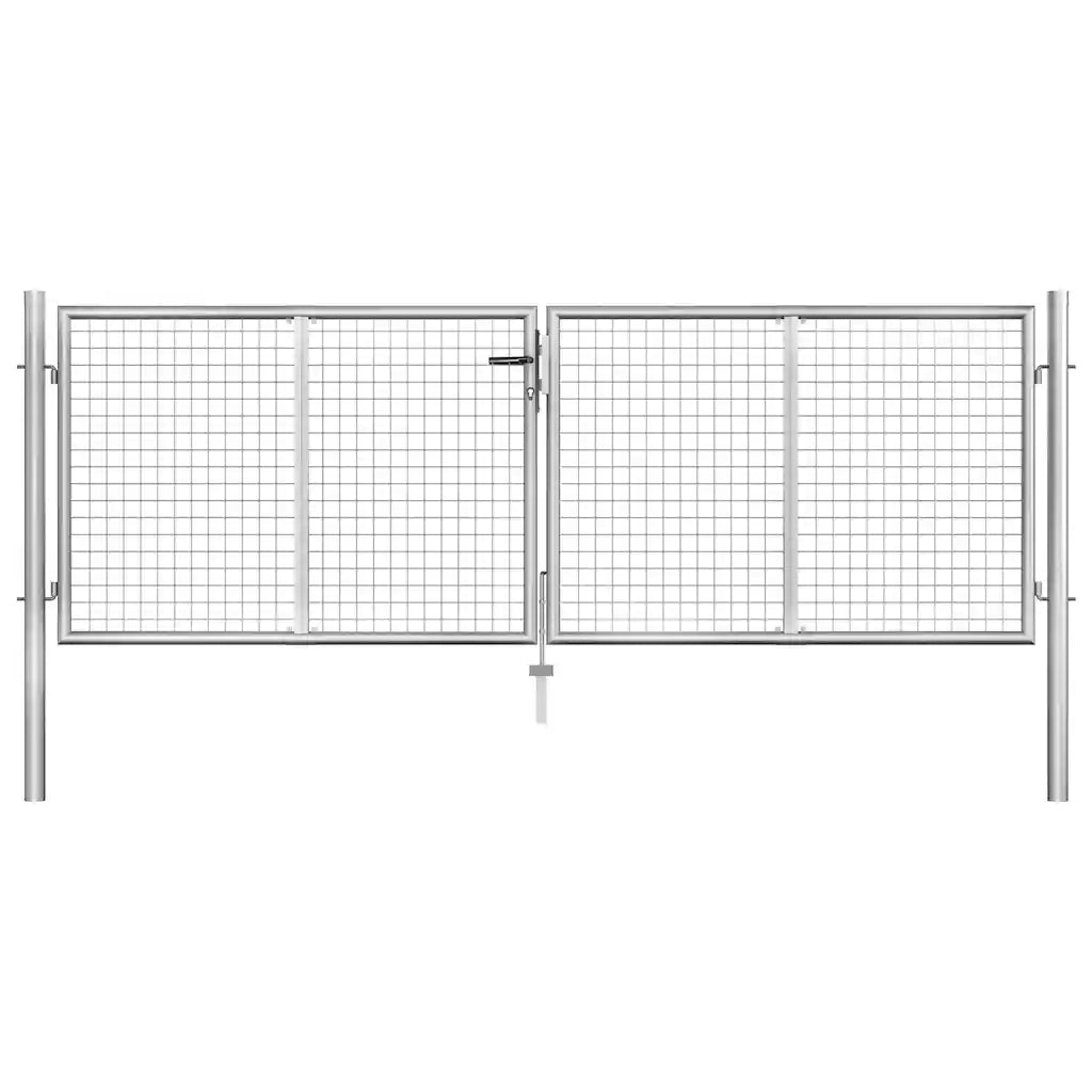 Cancello per Giardino in Acciaio Zincato 306x125 cm Argento cod mxl 70913