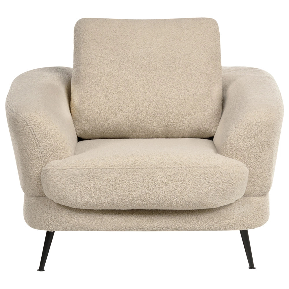 Set di divani a 3 posti Rivestimento in bouclé beige chiaro Gambe in ferro con braccioli Soggiorno in stile moderno