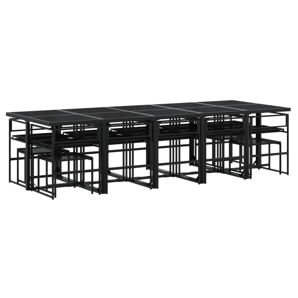 vidaXL Set da Pranzo da Giardino 15 pz con Cuscini Nero in Polyrattan