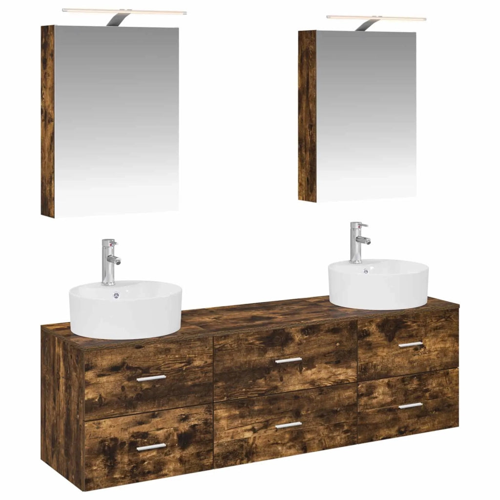 Set di mobili per il bagno 5 pcs Rovere Fumo 3406875