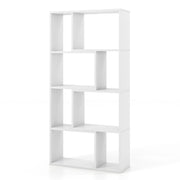 Libreria geometrica a 4 ripiani da 120cm-Organizzatore di stoccaggio moderno con 8 cubi in legno per soggiorno Bianco