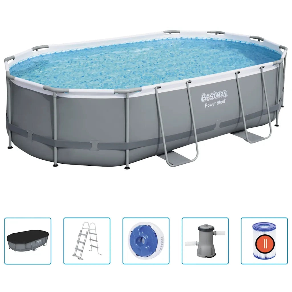 Bestway Set Piscina Ovale Power Steel 488x305x107 cm 92818