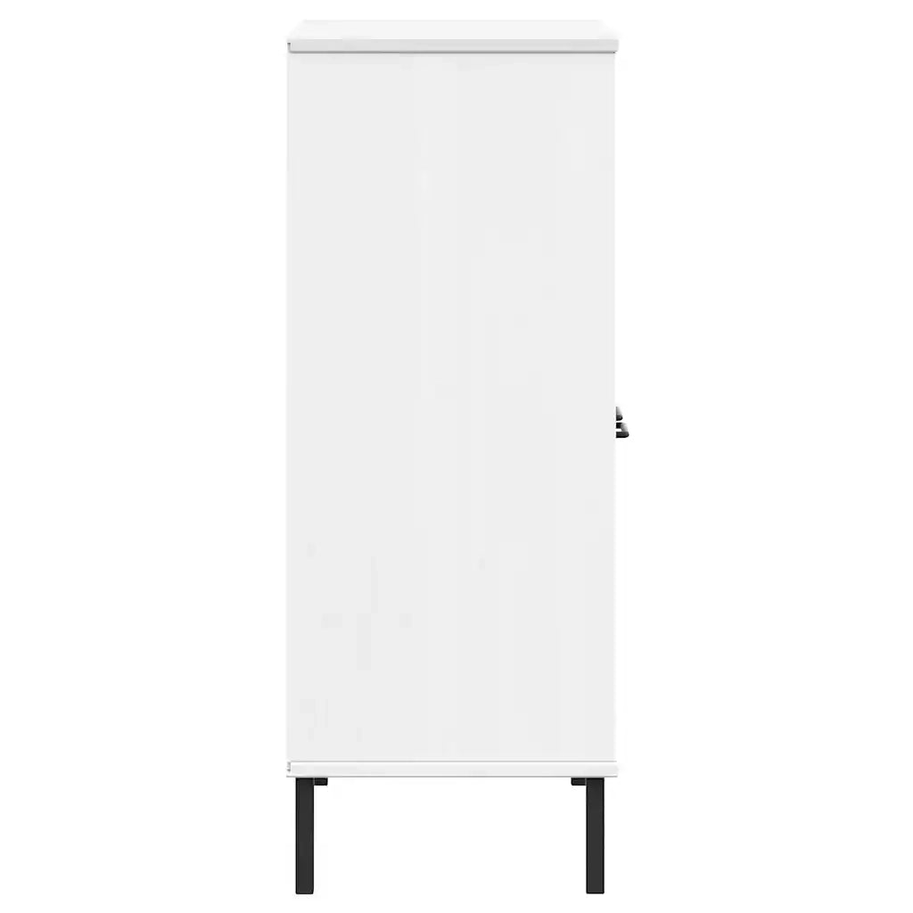 Libreria Gambe Metallo Bianco 90x35x90,5 cm Legno Massello OSLO 351017