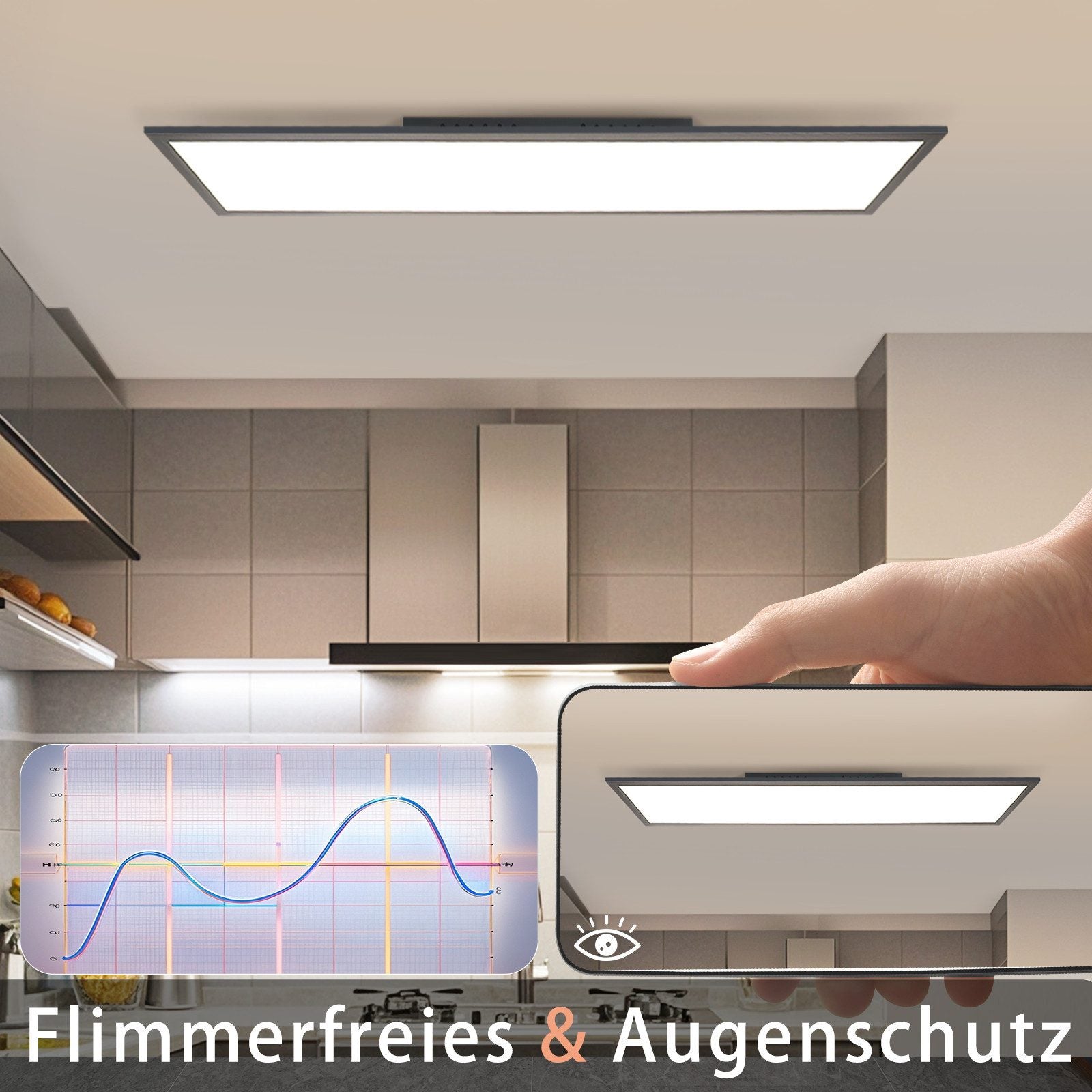 ZMH Lampada da soffitto plafoniera LED nera dimmerabile telecomando per soggiorno ufficio
