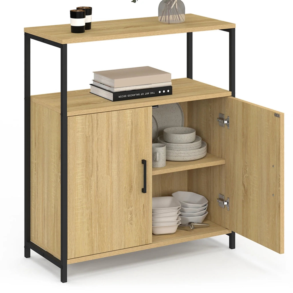 IDMarket - Credenza di design industriale DETROIT, 1 nicchia e 2 ante, 70 cm