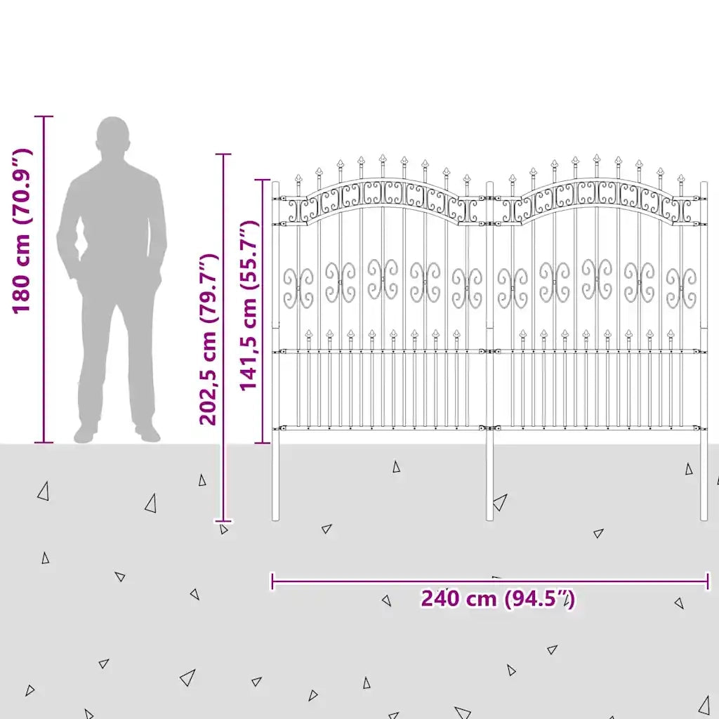 vidaXL Recinzione da giardino Grigio 190 cm