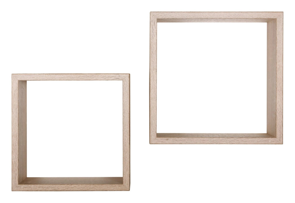 Set 2 Mensole Cubo da Parete Quadrato in Fibra di Legno Q-Bis Rovere Sagerau