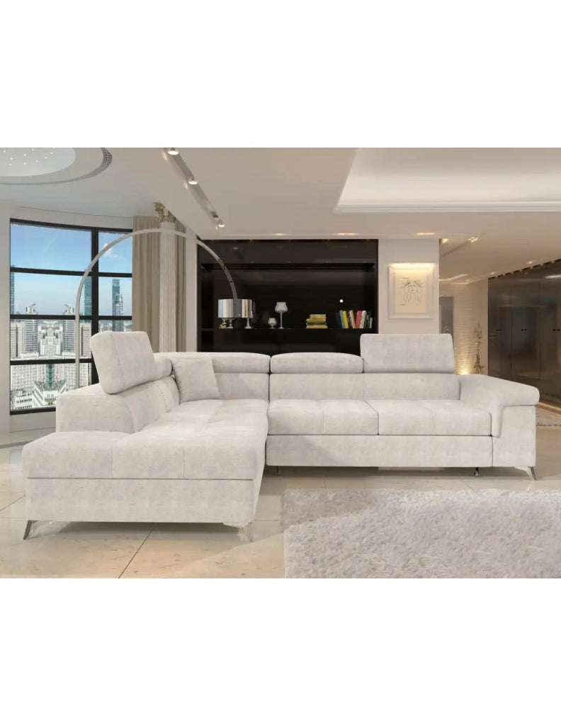 Divano angolare convertibile PALAZZO 4 posti beige – angolo sinistro con baule