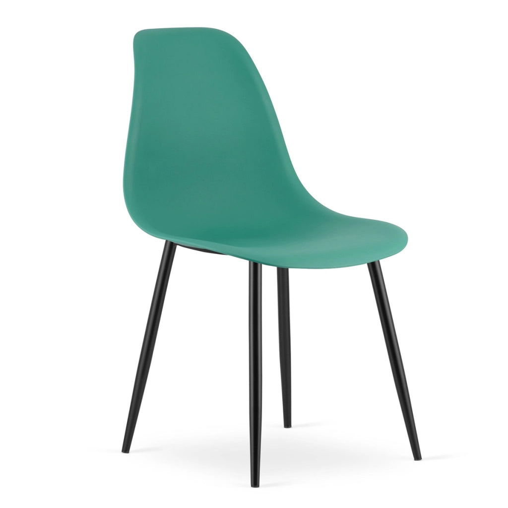 Sedia di design Wat verde con gambe in metallo nero