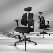 Sedia da Ufficio Ergonomica - 8 cm Sedia Profonda - 4D Regolazione Gomiti - Schienale Divisibile Dinamico - Supporto Pedali - Struttura Stabile - Sedia da Computer