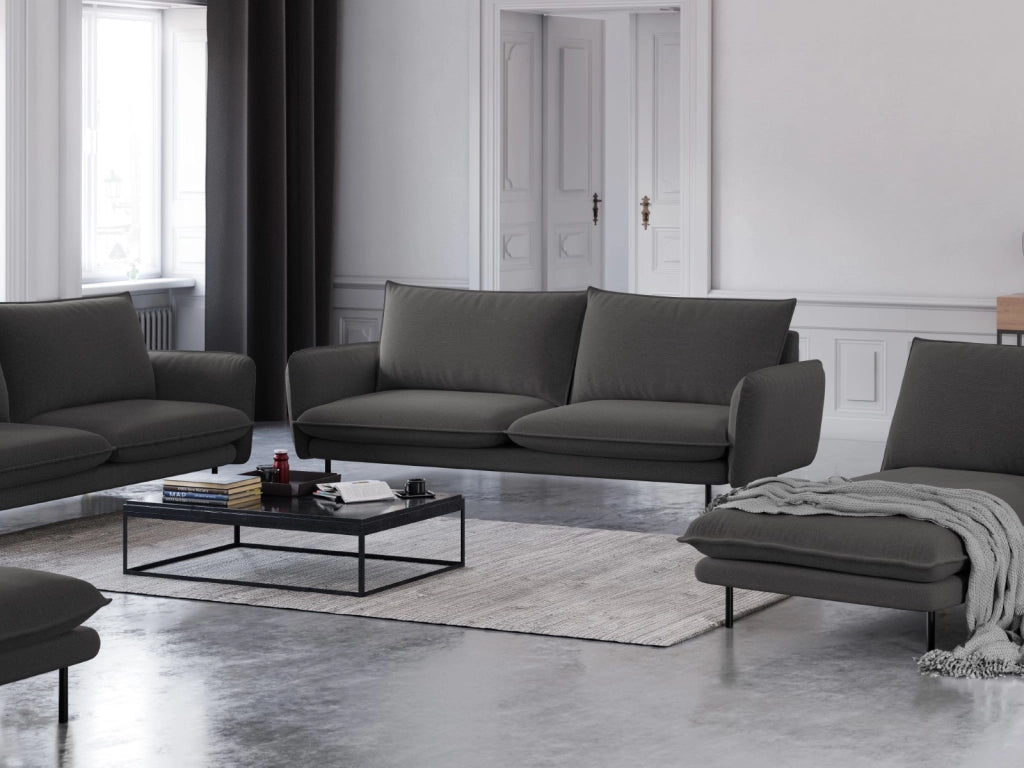Cosmopolitan Design - Divano "Vienna" 4 posti in tessuto strutturato grigio scuro 