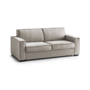 Divano fisso Abernathy, Divano a 3 posti, Made in Italy, SofÒ  Soggiorno in tessuto, con Braccioli slim, cm 200x95h90, Tortora