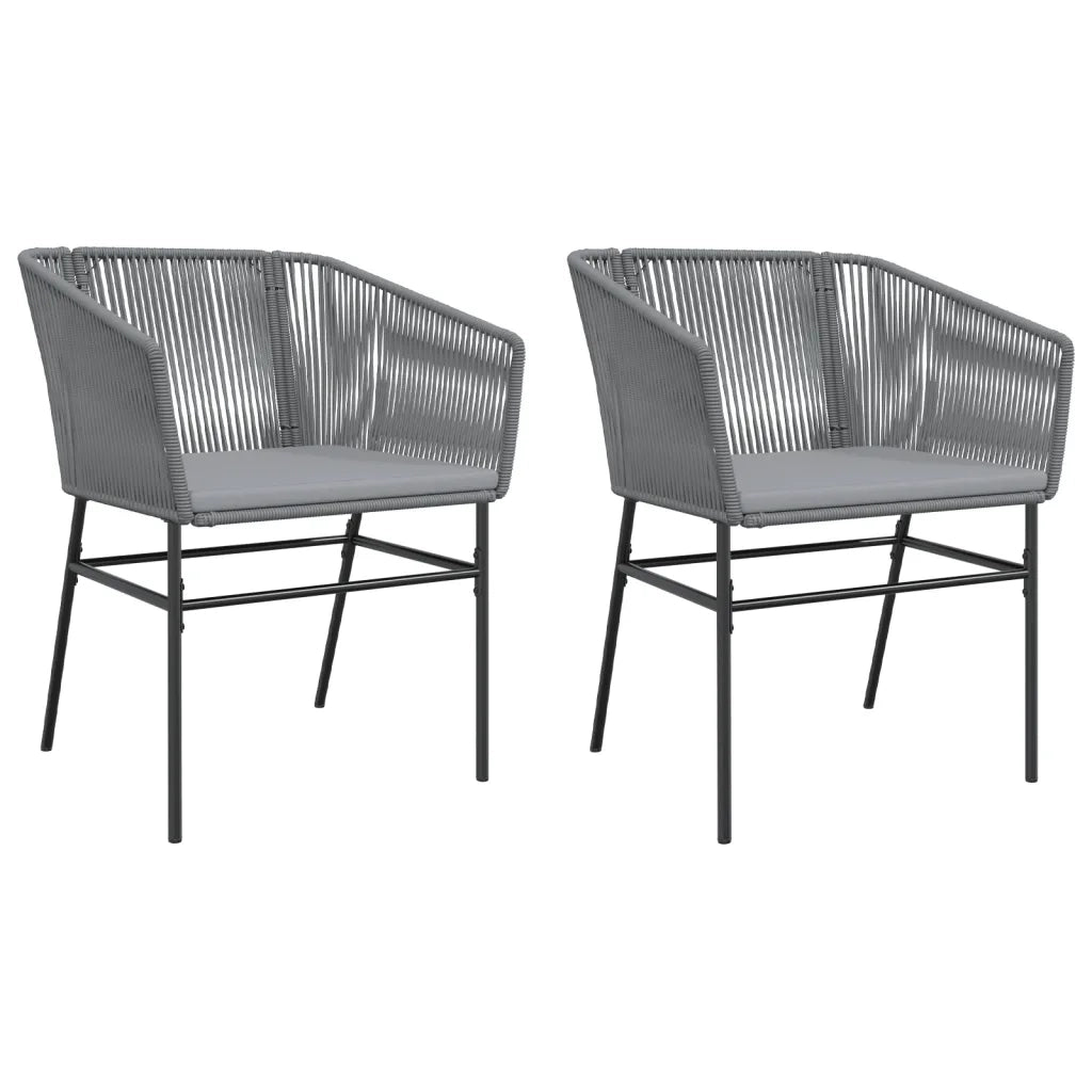 Sedie da Giardino 2 pz | Sedie da Esterno con Cuscini Grigio in Polyrattan