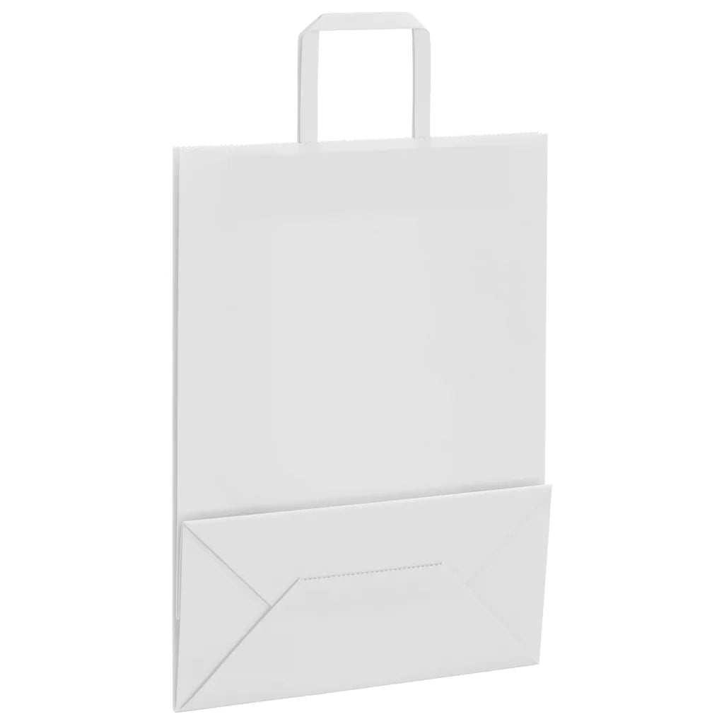 Sacchetti di Carta 250 pz con Manici Bianchi 26x12x35 cm