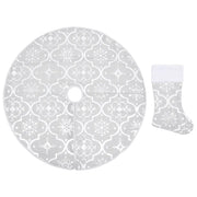 Gonna Albero Natale Raffinata con Calza Bianca Tessuto 90 cm CFW2733531