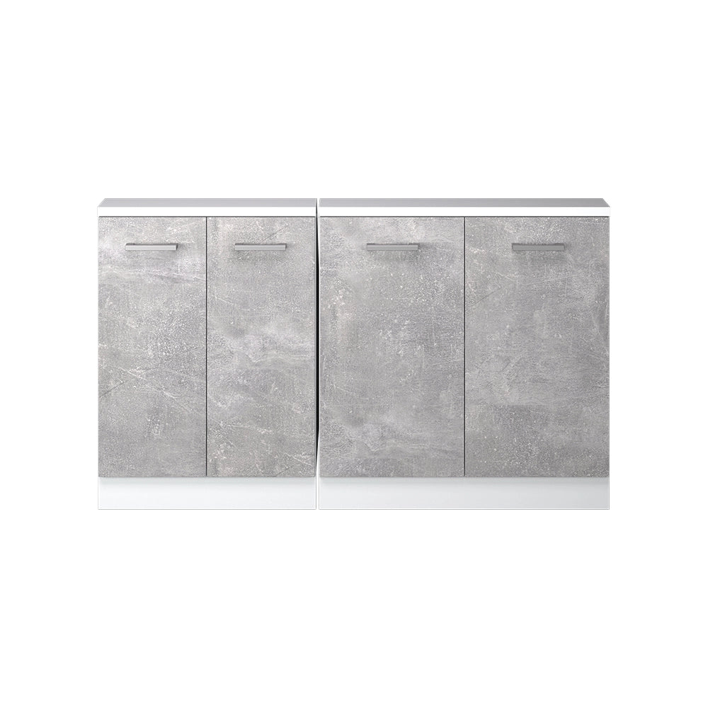 Mobile cucina sottotetto R-Line Calcestruzzo/Bianco 140 cm Set di 2 Vicco