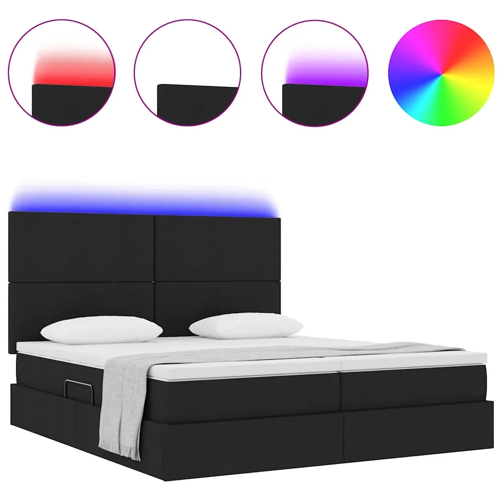 Letto con luci a strisce a LED Nero 180 x 200 cm Tessuto