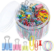Set di 350 clip, spille in diverse misure, clip per ufficio colorate, clip pieghevoli, elastici, punte per ufficio, scuola