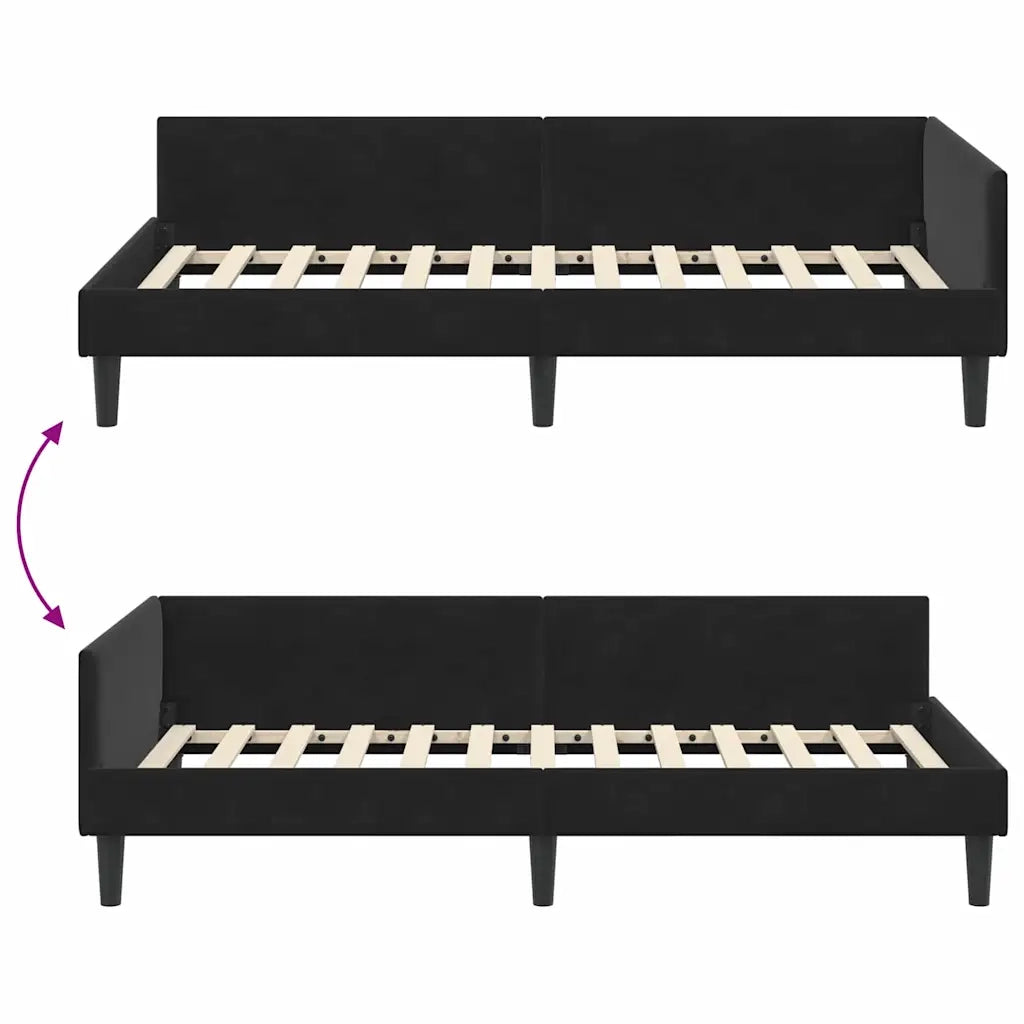 Cornice del letto ad angolo Nero 90 cm x 200 cm Velluto 42016159