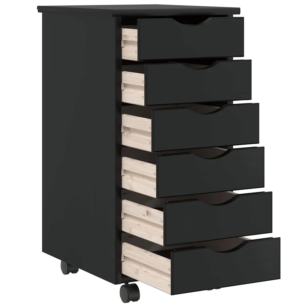 Moderno mobiletto con cassetti 34 x 39 x 65,5 cm grande capacità organizzazione ufficio in legno nero 02_0057652