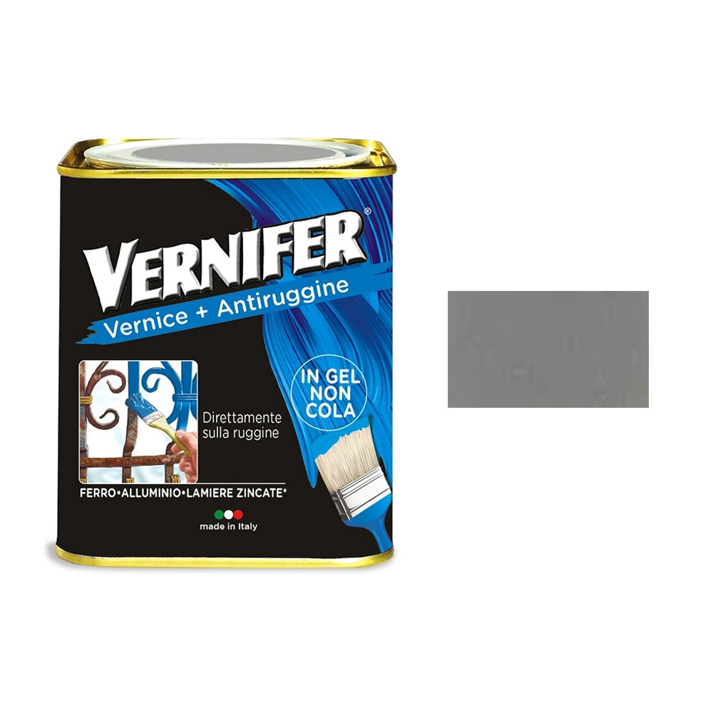 Vernice Antiruggine Vernifer Brillante Satinata Metallizzata Interno Esterno Colore: Antracite Metallizzato