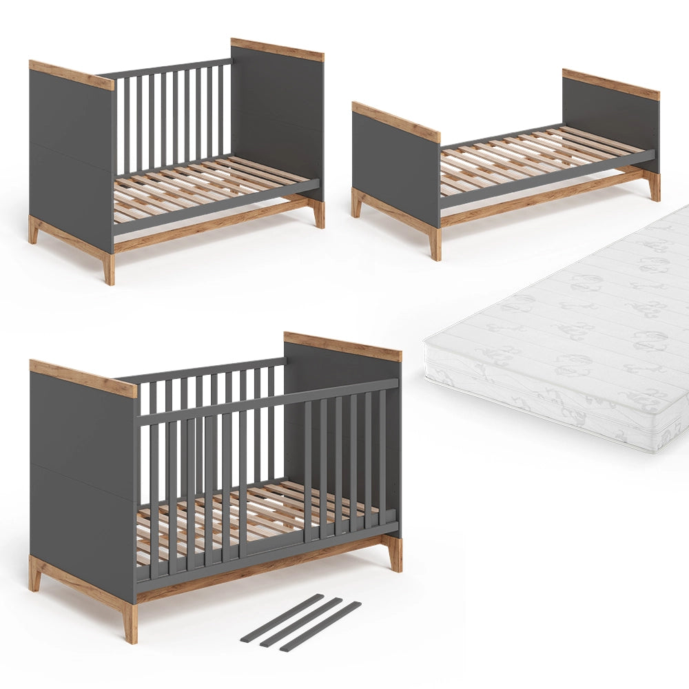 Vitalispa culla neonato Grigio/Artisan 70x140 cm con materasso