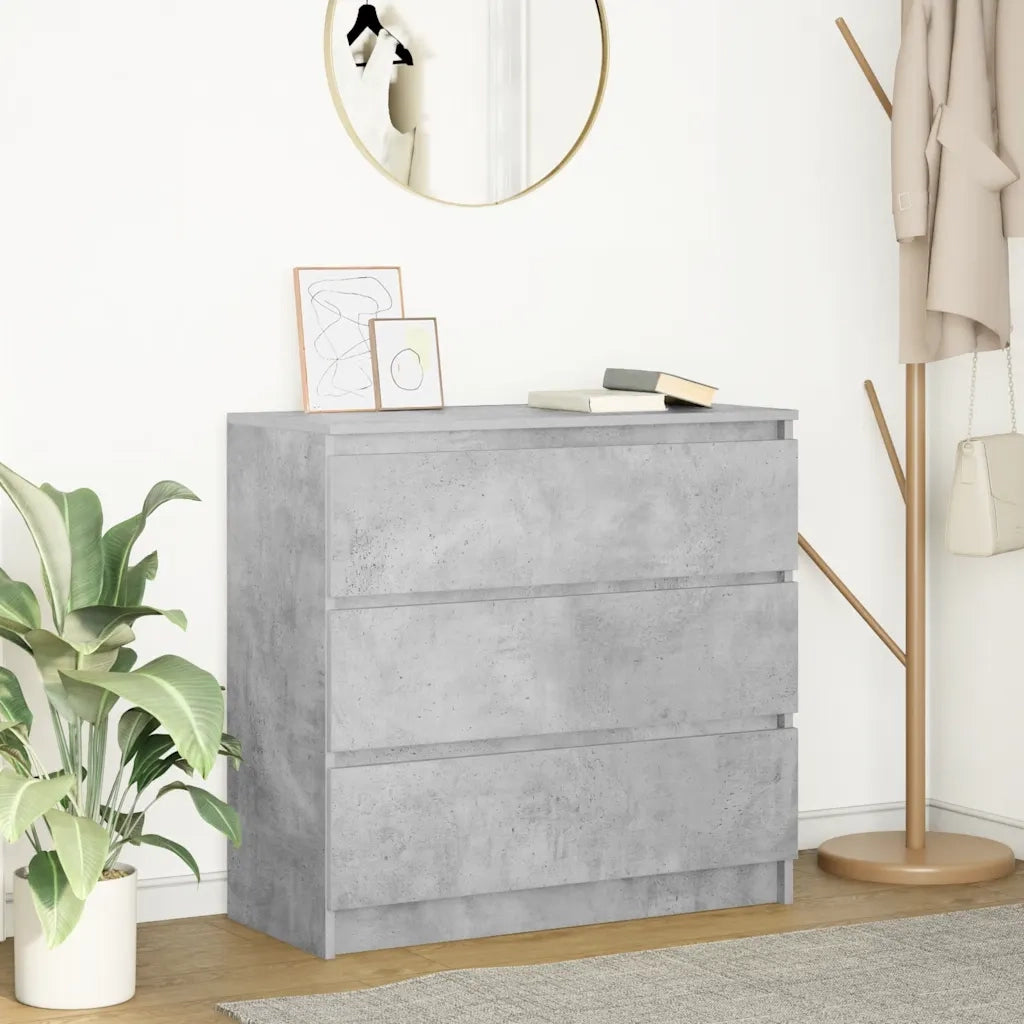 Credenza Grigio Cemento 80x35x76 cm in Legno Multistrato 861736