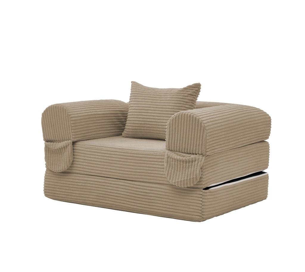 DIVANO LETTO 2 in 1 33x33x95 cm Marrone in velluto a coste con cuscino