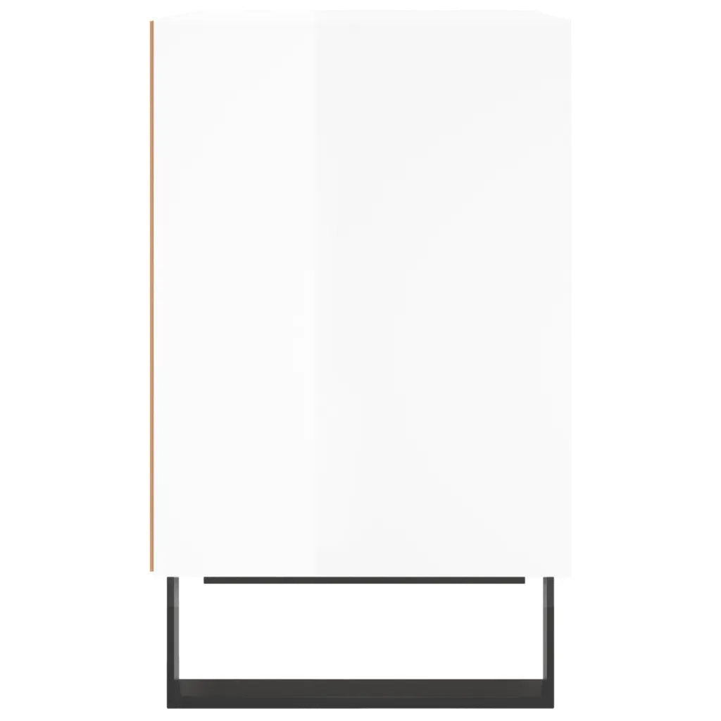 Comodini 2 pz-Set di 2 Tavolino da notte Bianco Lucido 40x30x50 cm in Legno Multistrato 750194