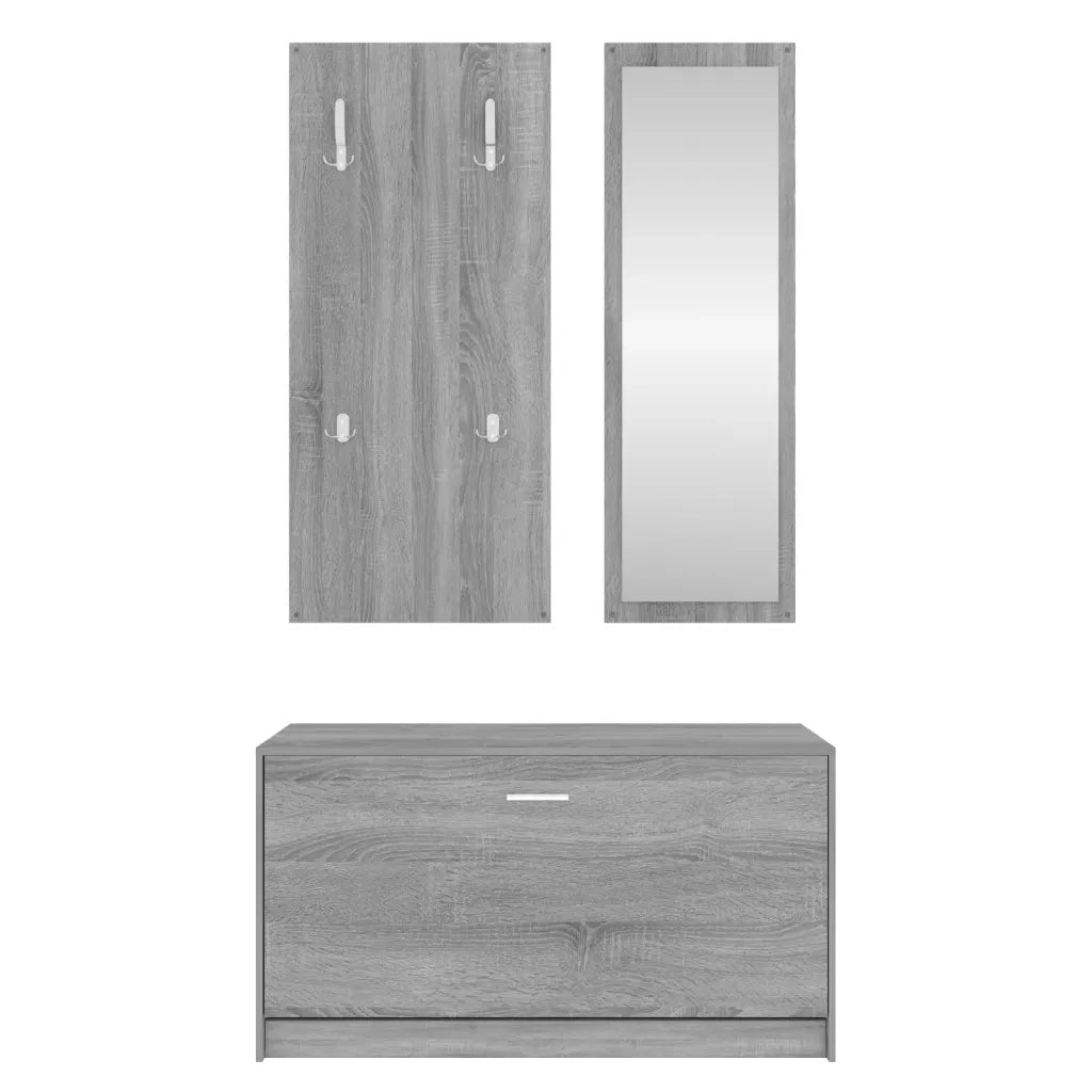 Set Scarpiere 3 in 1 grigio sonoma in Legno Multistrato 342575