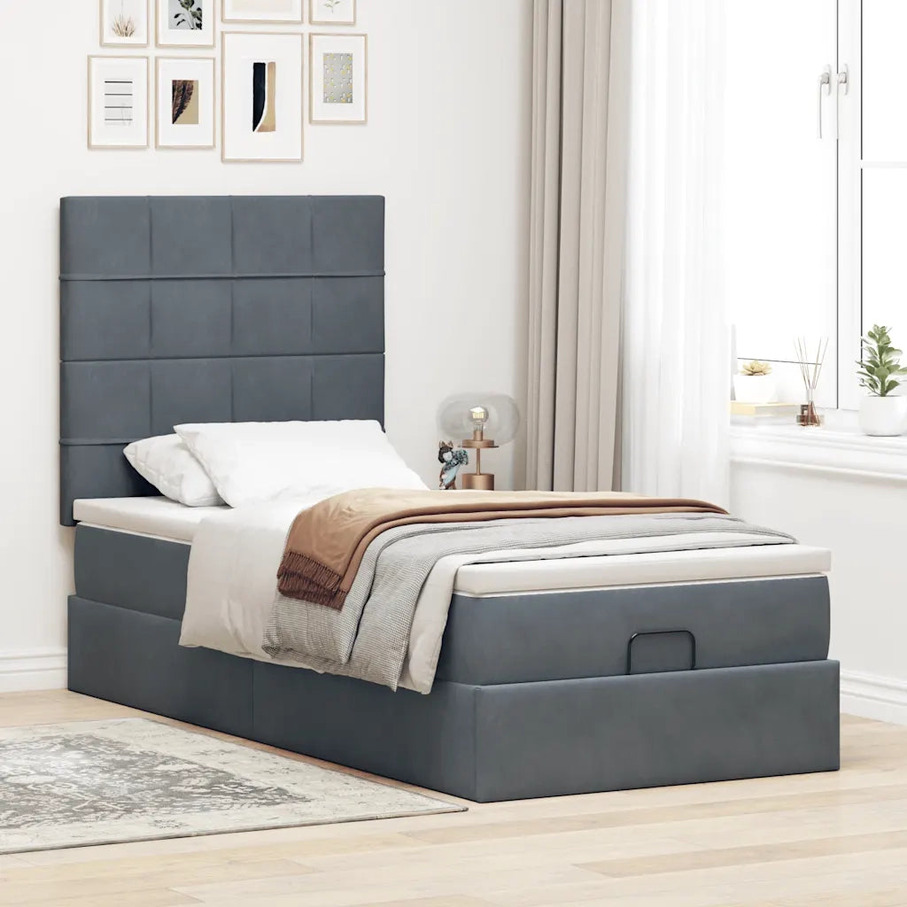 Struttura Letto Pouf con Materassi 90x200 cm in Velluto 3313446