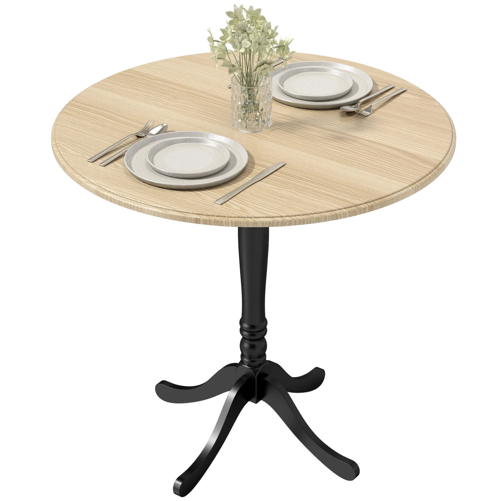 Tavolo da pranzo rotondo per 4 persone ¨C zephmum ¨C legno naturale e nero, ?80 cm
