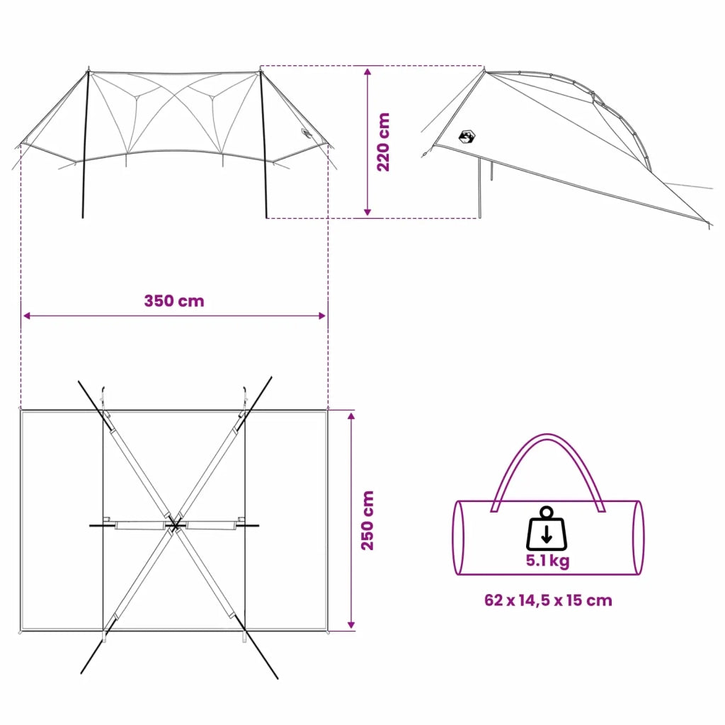 Tenda da auto con tetto Grigio e arancione 350 x 250 cm 42028553