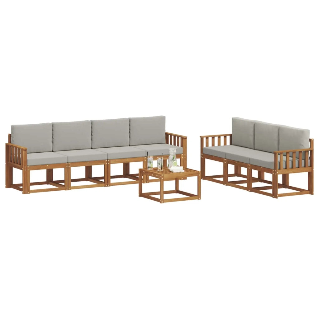 Set di divani da esterno 8 pcs Grigio Naturale e Chiaro 3366109