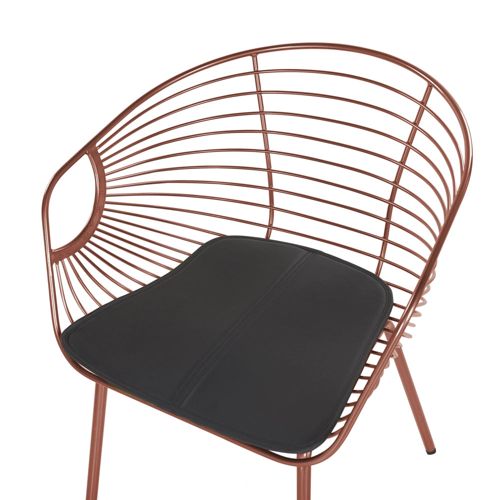 Set di 2 sedie da pranzo in filo metallico rosso rame design ecopelle Nero cuscino del sedile Glam Industrial Modern
