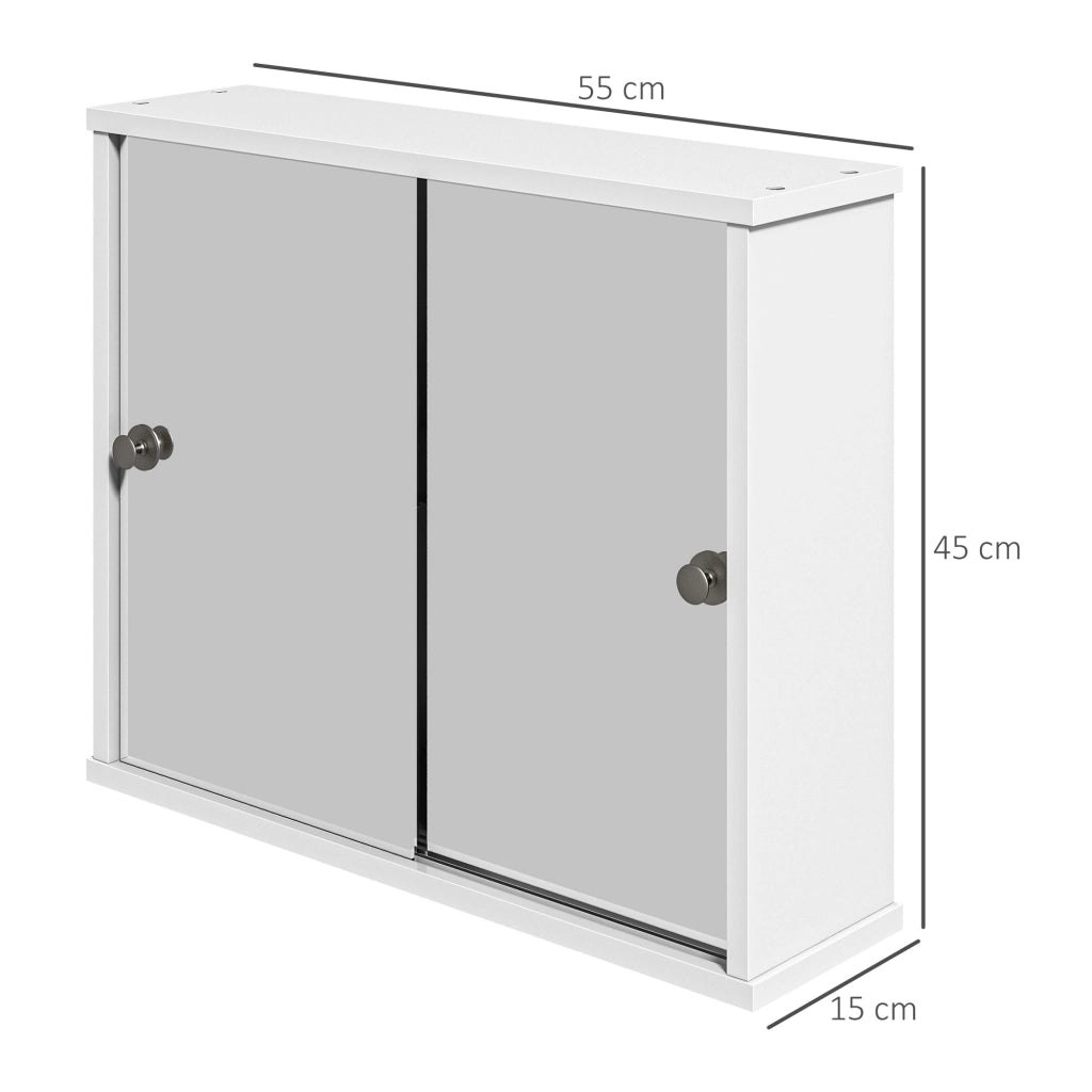 Armadio da bagno con specchio e ripiano ¨C zephmum ¨C 55x15x45 cm bianco