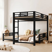 Letto a castello a L in metallo nero 90x200/140x200 con struttura robusta